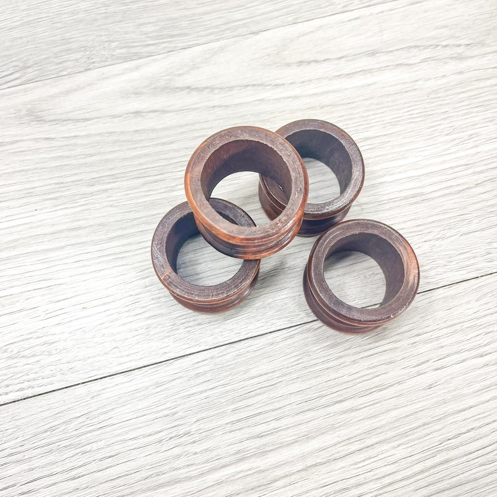 Vintage Wood Napkin Rings - Mid-Century Modern Set of 4 - Picture 3 of 4